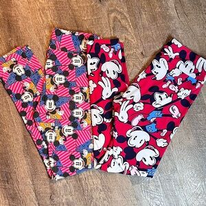 LuLaRoe Disney OS Leggings Bundle • Mickey Patchwork + Pink Mickey Faces
